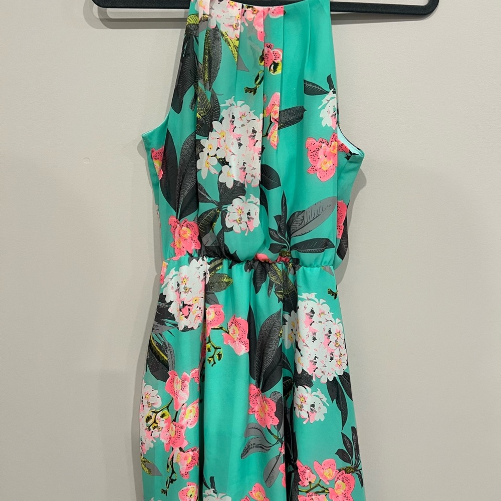 GiBui Turquoise Floral Sleeveless Lined Dress size 6